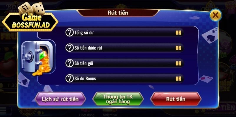 Các phương thức rút tiền tại Bossfun